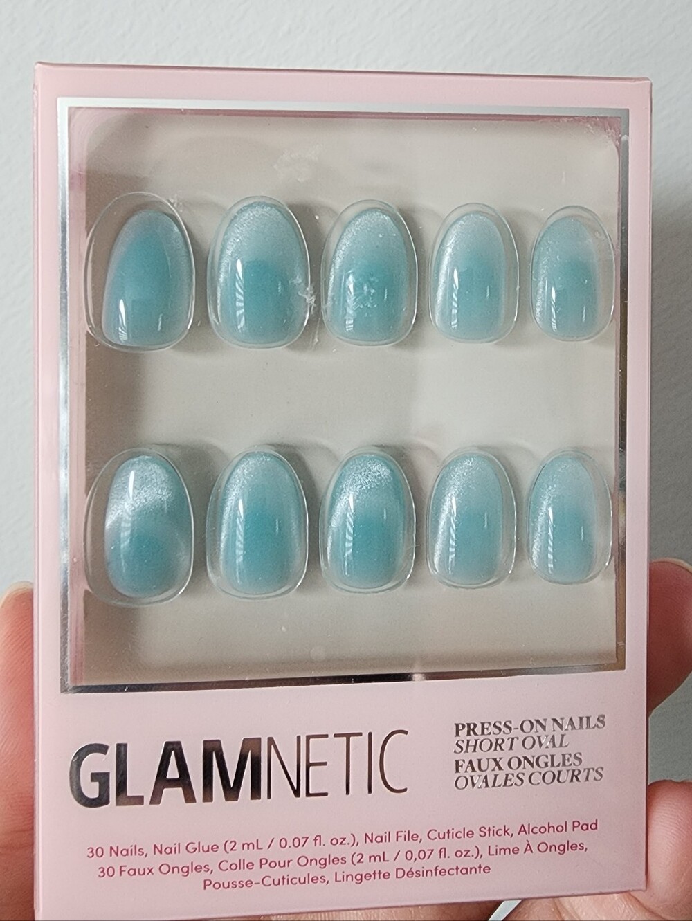 GLAMnetic Press-On Nails, Unicorn Tears, Shimmery Aqua Blue NEW